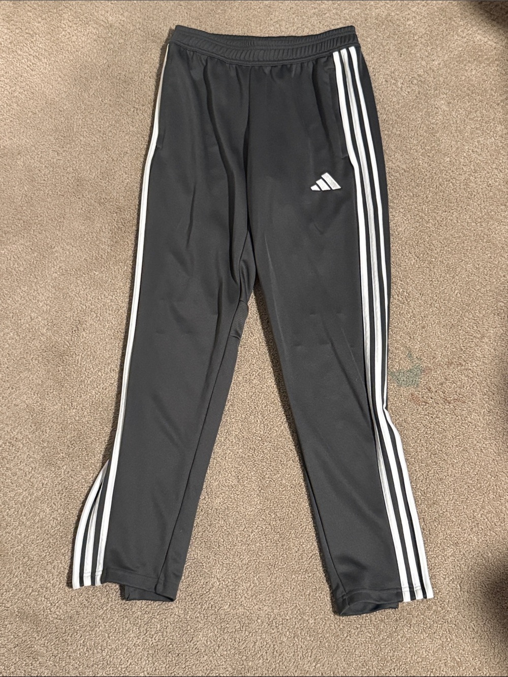 adidas Black Track Pants with White Three-Stripes